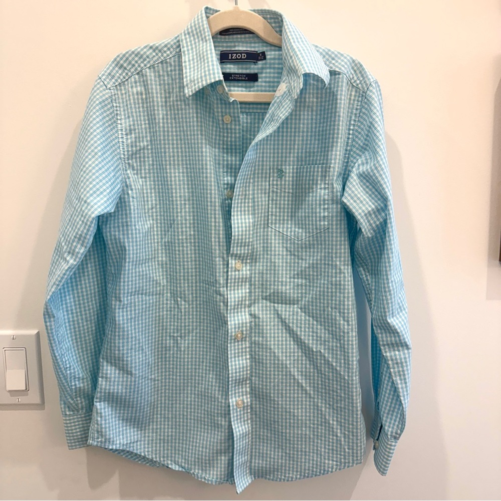 Izod Boy's Light Blue Gingham Shirt